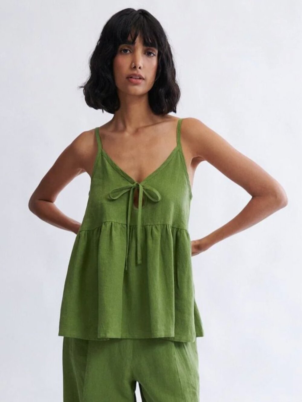 BNWT Eliza Faulkner Linen Camille Green Tank Top, Size XS, Brand New, Canadian